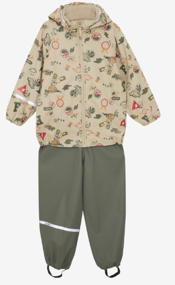 Regenanzug 2-Teiler (Set) DINO CELAVI verstellbar, wasserdicht, Latzhose, Buddelhose, piccolina, Waldkindergarten