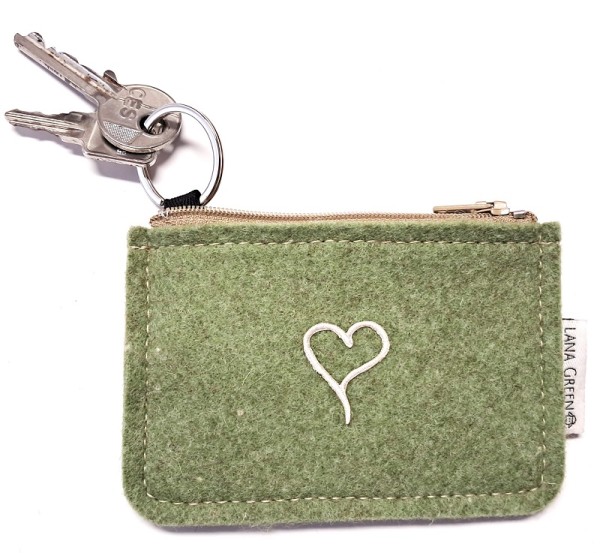 Filz-Schlüsseltasche HERZ LANA GREEN piccolina Waldkindergarten 