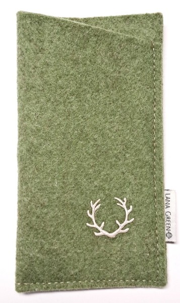 Filz-Brillenetui HIRSCHGEWEIH LANA GREEN piccolina Waldkindergarten 