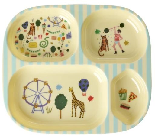 Melamin-Kinderteller mit 4er Einteilung TIGER rice piccolina Waldkindergarten 