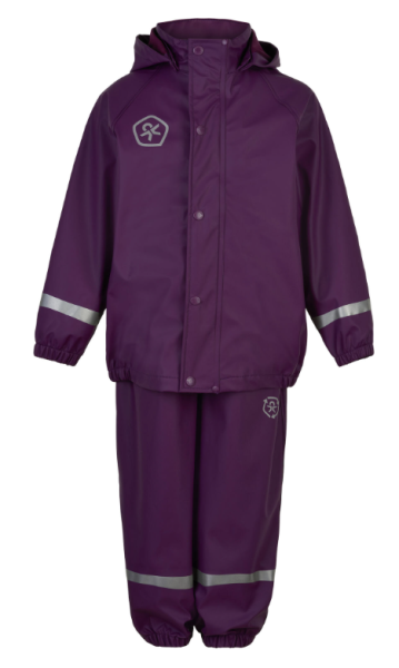 Regenanzug 2-Teiler (Set) plum CELAVI verstellbar, wasserdicht, Latzhose, Buddelhose, piccolina, Waldkindergarten