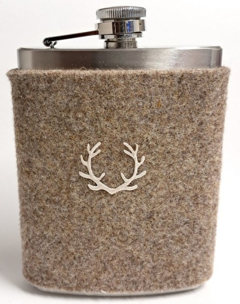 Trinkflasche mit Filzbezug HIRSCHGEWEIH 0,2 ltr. LANA GREEN piccolina Waldkindergarten 