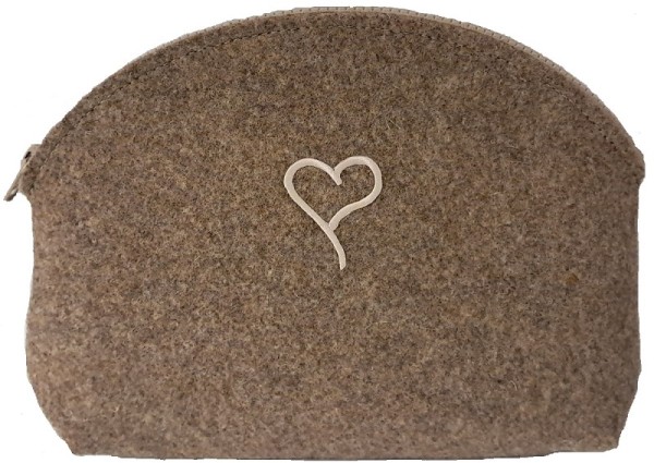 Filz-Kulturbeutel groß HERZ (gebogen) LANA GREEN piccolina Waldkindergarten 