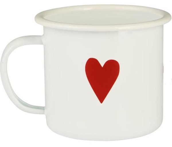 Emaille-Tasse weiß mit Herz Ib Laursen piccolina Waldkindergarten Dekoration Geschirr 