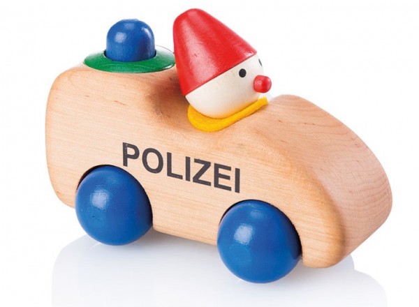 Holzauto POLIZEIWICHT mit HUPE  piccolina  Waldkindergarten