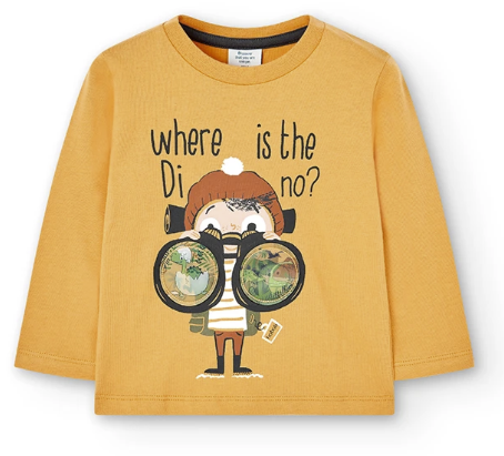 Langarm-Shirt WHERE IS THE DINO? boboli piccolina Waldkindergarten 