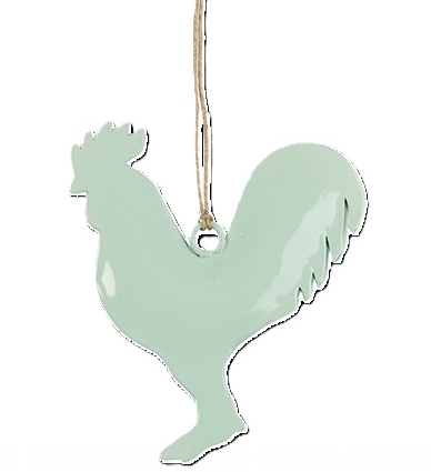 Metallanhänger Hahn grün Waldkindergarten Dekoration 