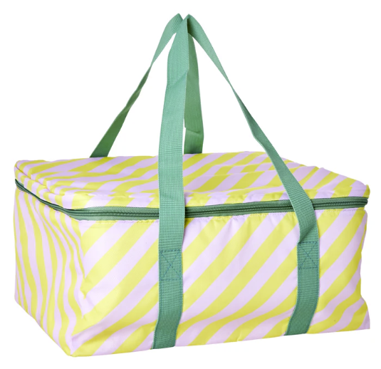 Kühltasche - Gelb und Lavendel - Streifen Print rice