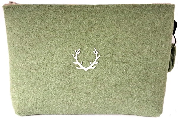 Filz-Kulturbeutel groß HIRSCHGEWEIH LANA GREEN piccolina Waldkindergarten 