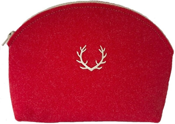 Filz-Kulturbeutel groß HIRSCHGEWEIH (gebogen) LANA GREEN piccolina Waldkindergarten 