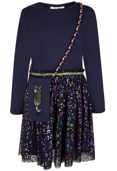 Kleid GLITZER incl. Umhängetasche navy Happy Girls Waldkindergarten, piccolina