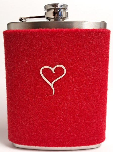 Trinkflasche mit Filzbezug HERZ 0,2 ltr. LANA GREEN piccolina Waldkindergarten 